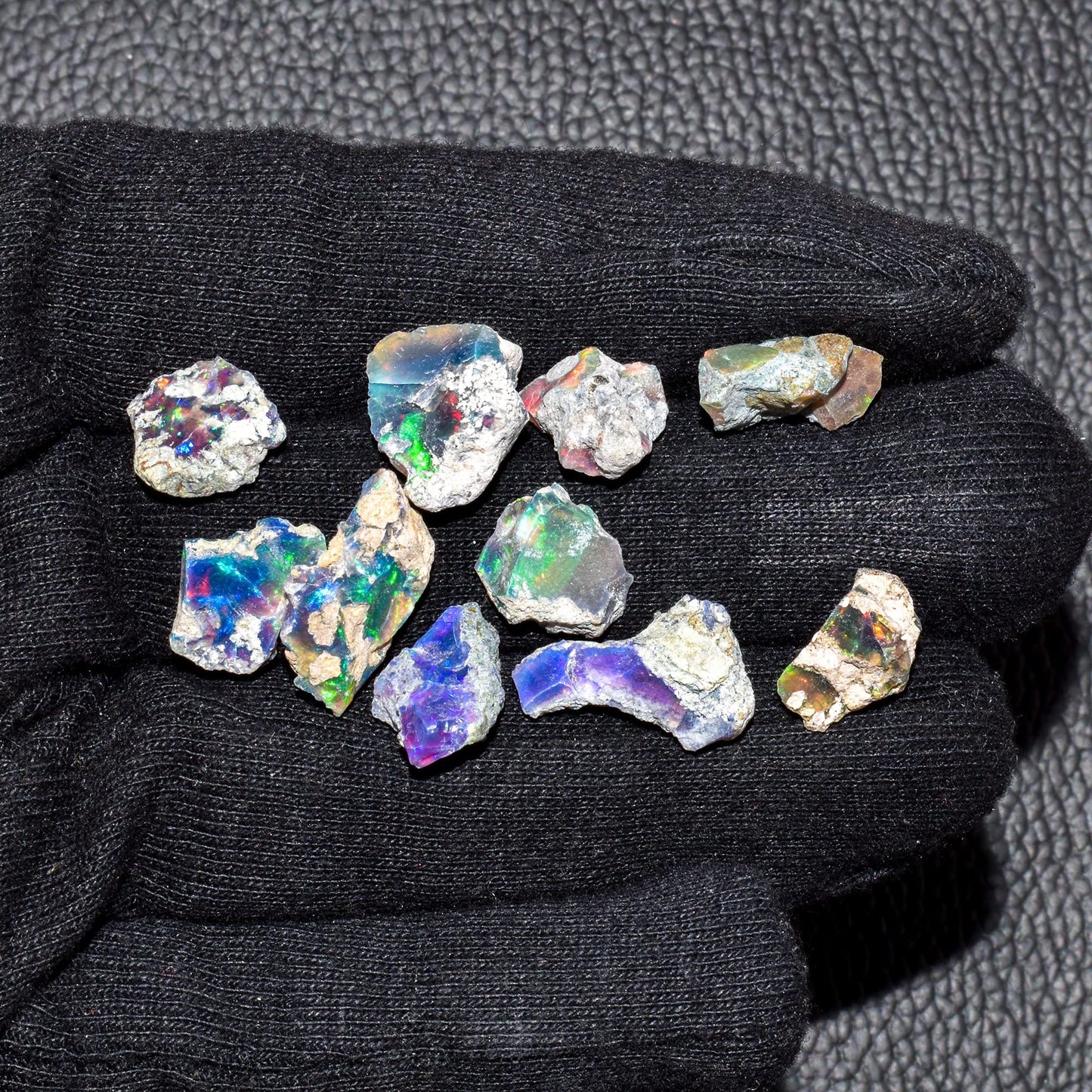 10pcs, 100% Real Ultra Fire Black Opal Raw Stone, Natural Rough, Ethiopian Rock Crystals Gemstone, Jewelry Making Supplies, Chakra Healing Stone, Birthday Gift, Crafts & DIY, Multi Fire Minerals Lot