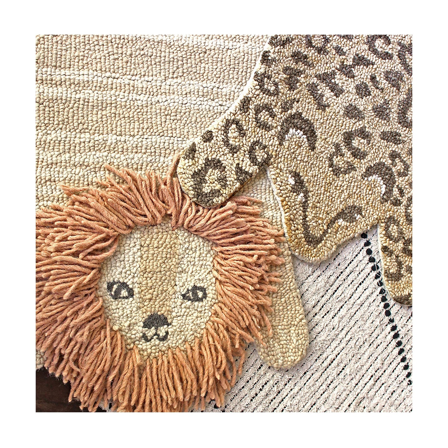 Crane Baby Leopard Shaped Nursery Rug, Handmade 100% Wool Safari Animal Rug for Baby Boy and Girl Nursery, Jungle Nursery Decor, Leopard Print Rug for Toddler Room, Kids Room, 23 x 36 Inches