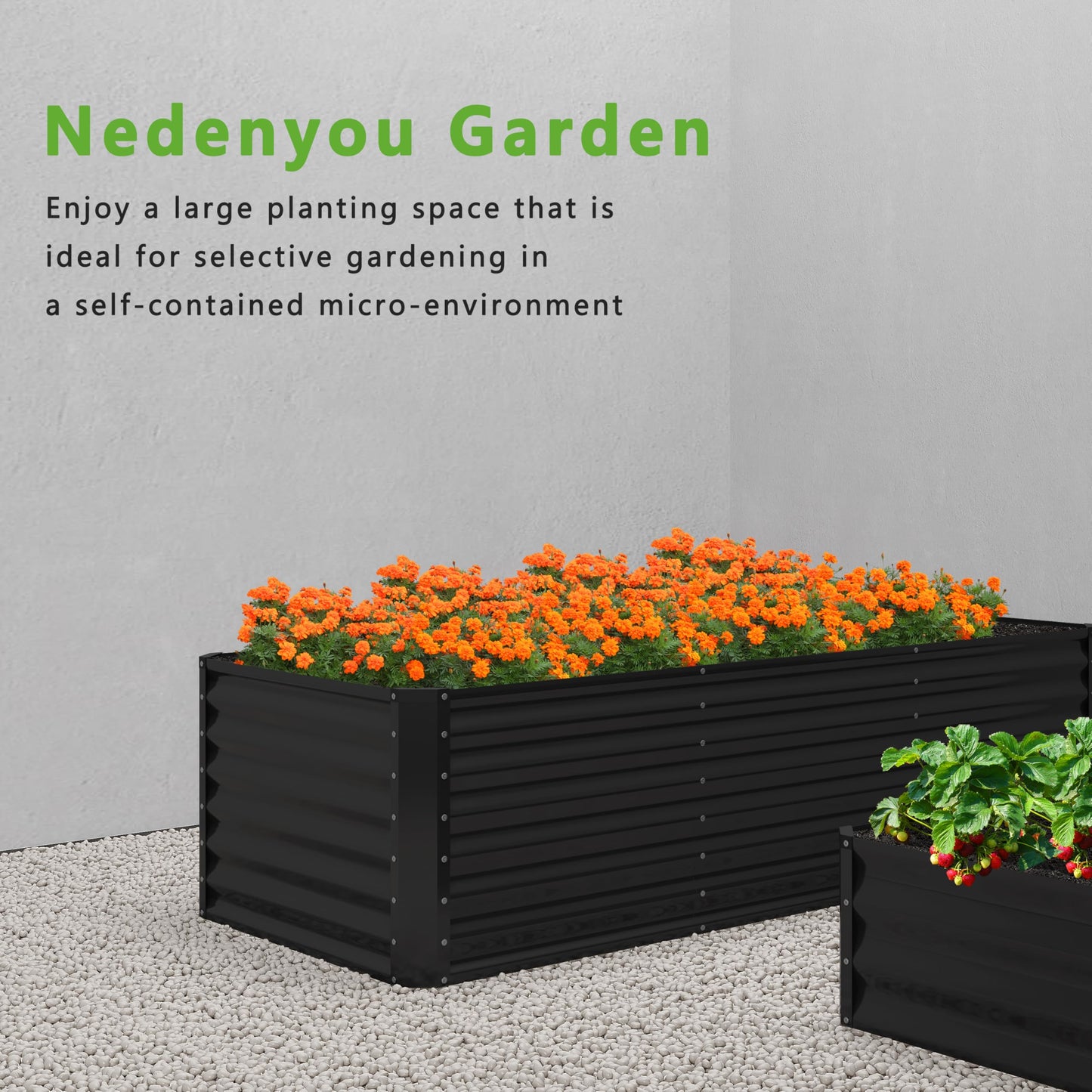Nedenyou 2PCS 6x2x1FT Galvanized Raised Garden Bed,Planter Raised Beds-Metal Garden Box,Large Plant for Outdoor Planting, Vegetables Bed，Flower,herb-Black