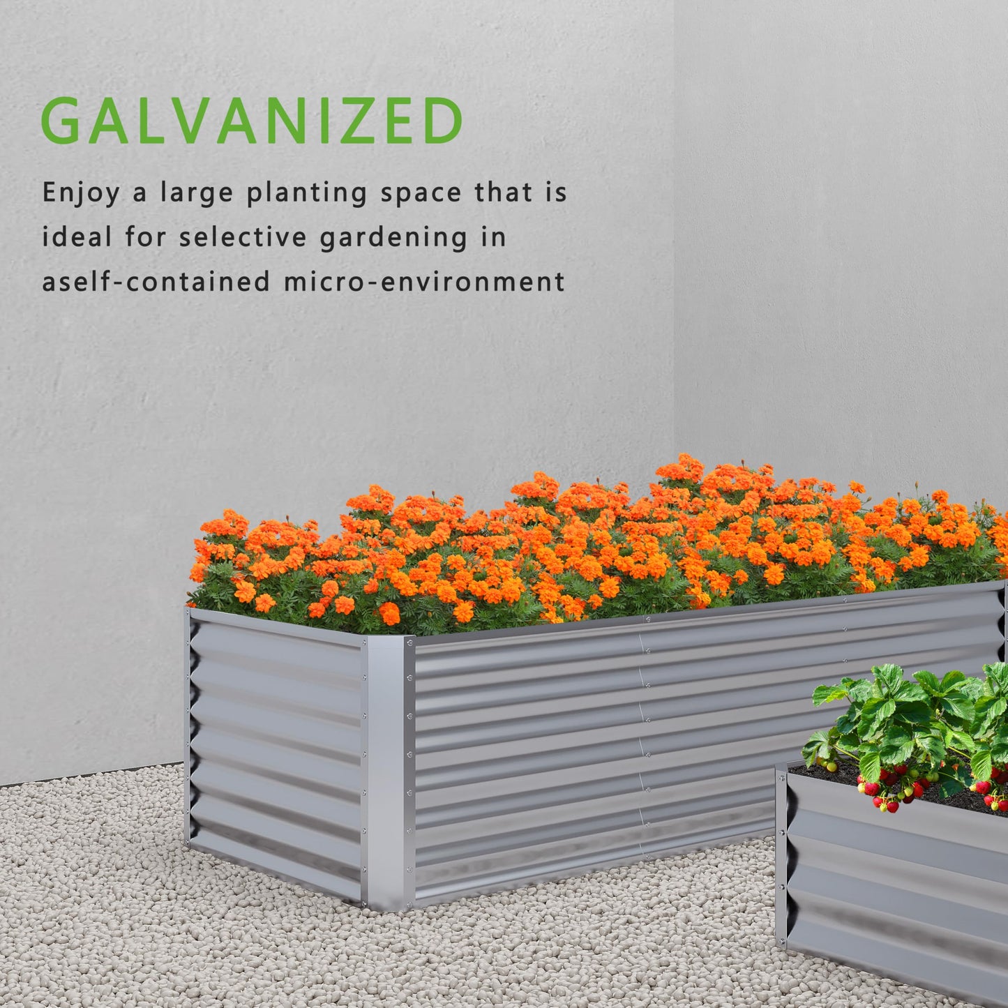 Nedenyou 2PCS 8x2x1FT Galvanized Raised Garden Bed,Planter Raised Beds-Metal Garden Box,Large Plant for Outdoor Planting, Vegetables Bed，Flower,herb-Silver