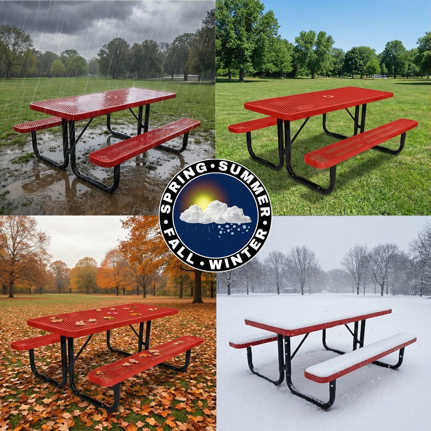6' Rectangular Heavy-Duty Expanded Metal Green Picnic Table