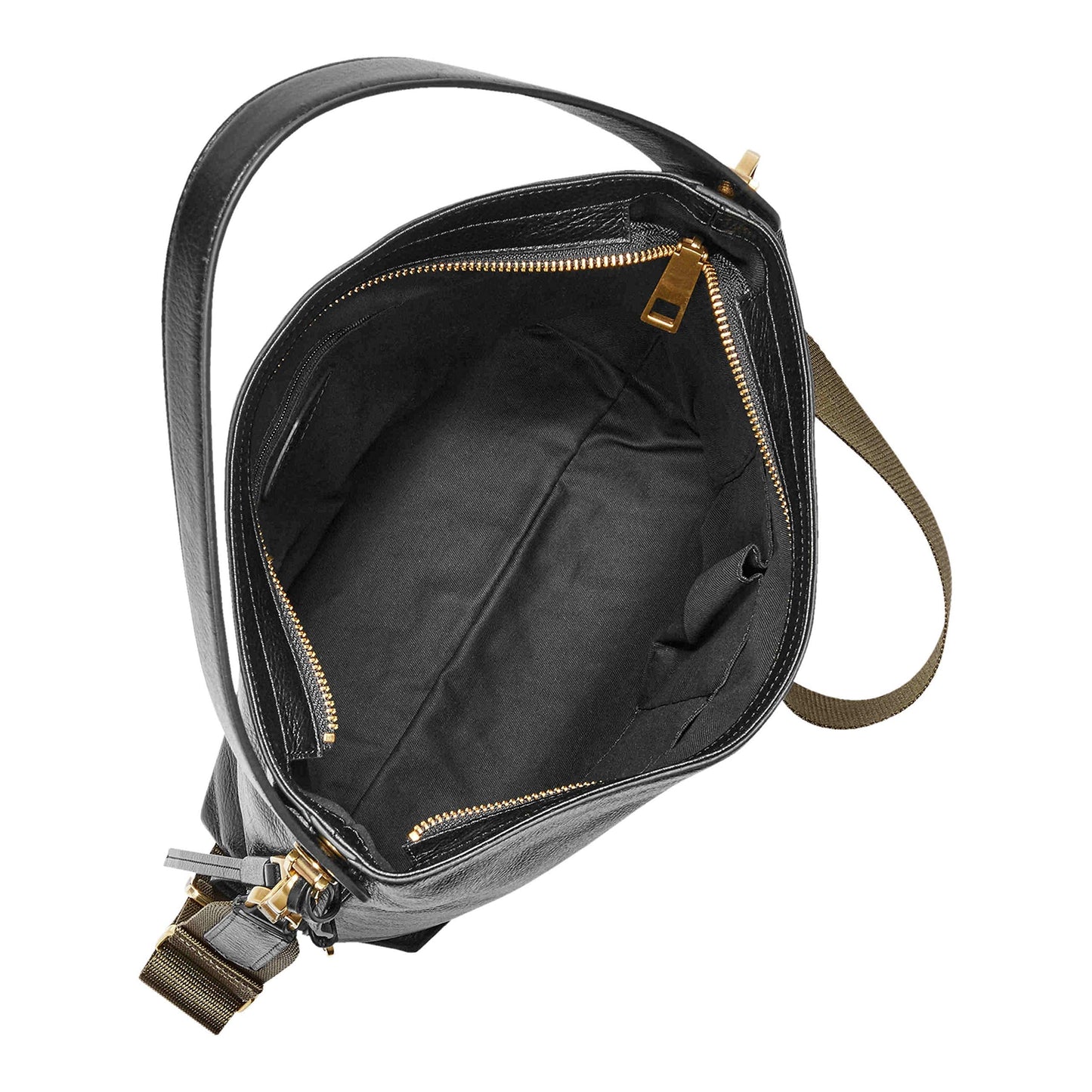 Fossil Women's Maya Leather Small Hobo Purse Handbag, Black (Model: ZB6979001)