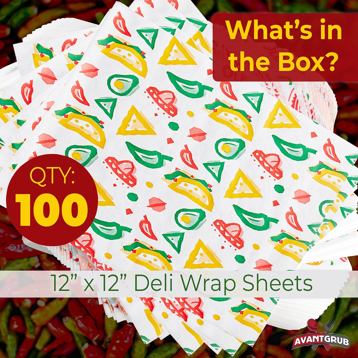 Fun, Fiesta Style 12in Deli Paper 100 Ct. Greaseproof, Microwave-Safe Mexican Themed Tissue Great for Burrito Wrappers or Nacho Basket Liners. Southwest Party Supplies for Cinco de Mayo Celebration
