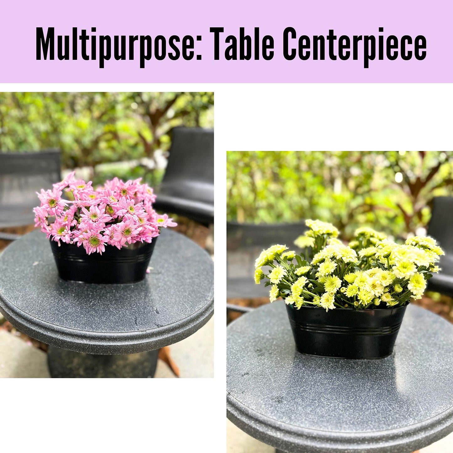 LaLaGreen Bundle- 2 Pack, 17 Inch + 6 Pack, 11.8 Inch Black Metal Pot Hanging Window Flower Box with Hook Modern Boho Style Decor Railings Fence Outdoor Patio Porch Balcony Flower Herb Buckets Garden