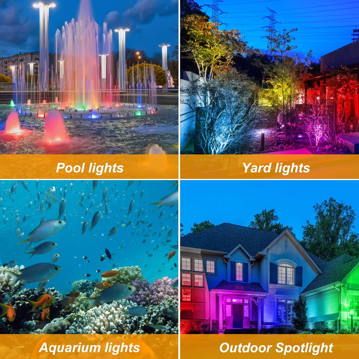 CREPOW Solar Pond Lights,Super Bright RGB LED Underwater Spotlights Color Changing Submersible Pond Light IP68 Waterproof Fountain Lights for Fish Aquarium Tank Garden Yard Pool (4-in-1)