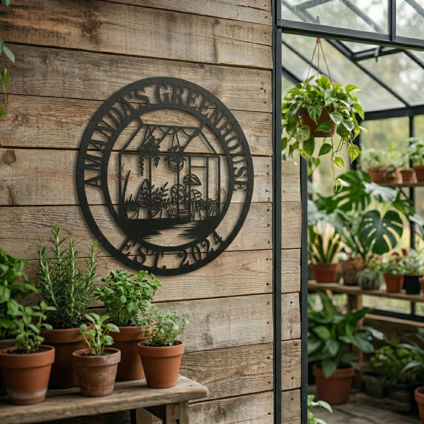 Personalized Garden Greenhouse Metal Name Sign,Customized Metal Sign,Custom Family Name Sign,Gift For Gardener,Gardenhouse gifts，Garden Decor Signs
