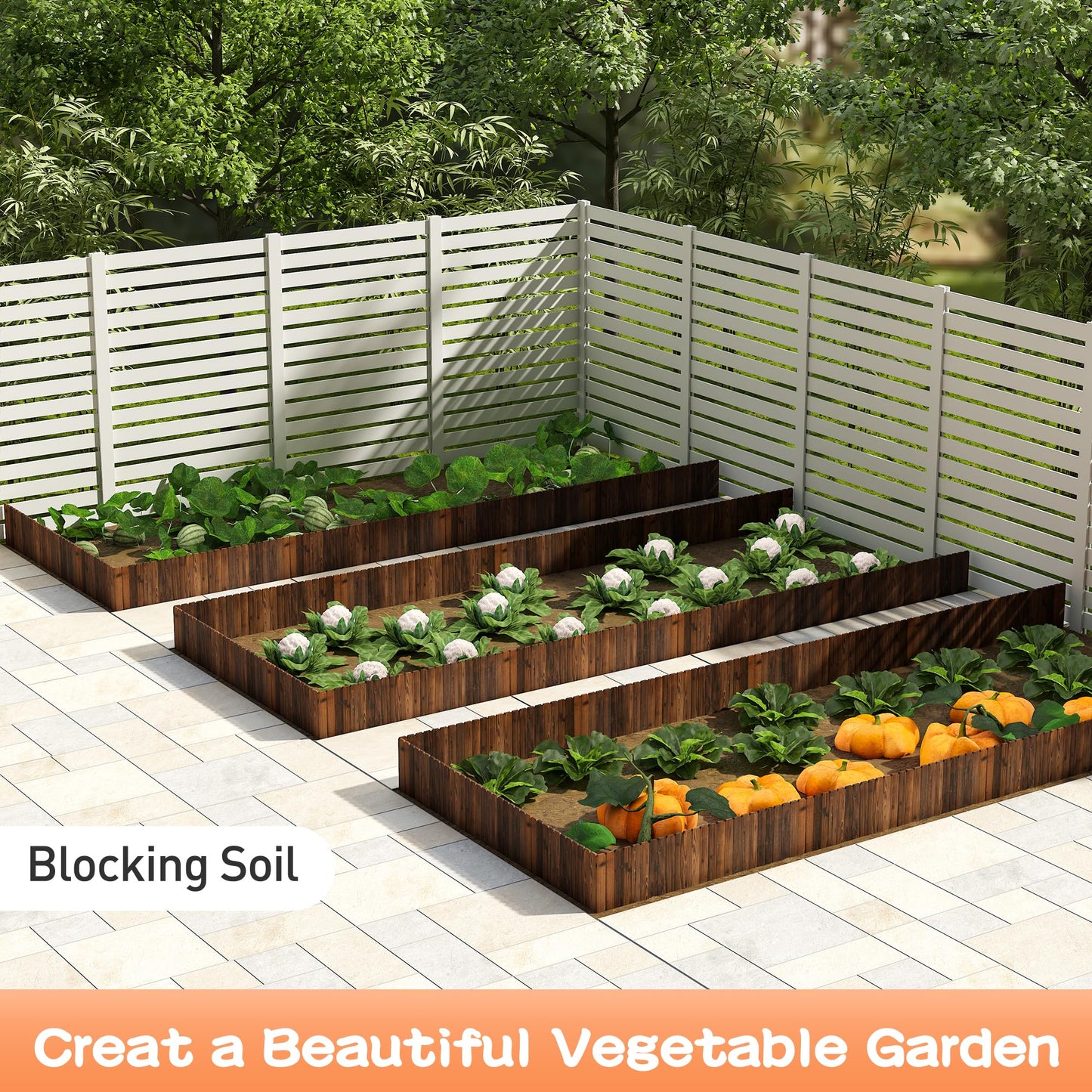 GHWIE Wooden Garden Fence Wood Garden Edging Border Decorative Landscape Border Edging,Planting Tree Fence Yard Patio Path Edging Landscape Edging Flower Bed Fences-11.8'' H x 48'' L (1PACK)