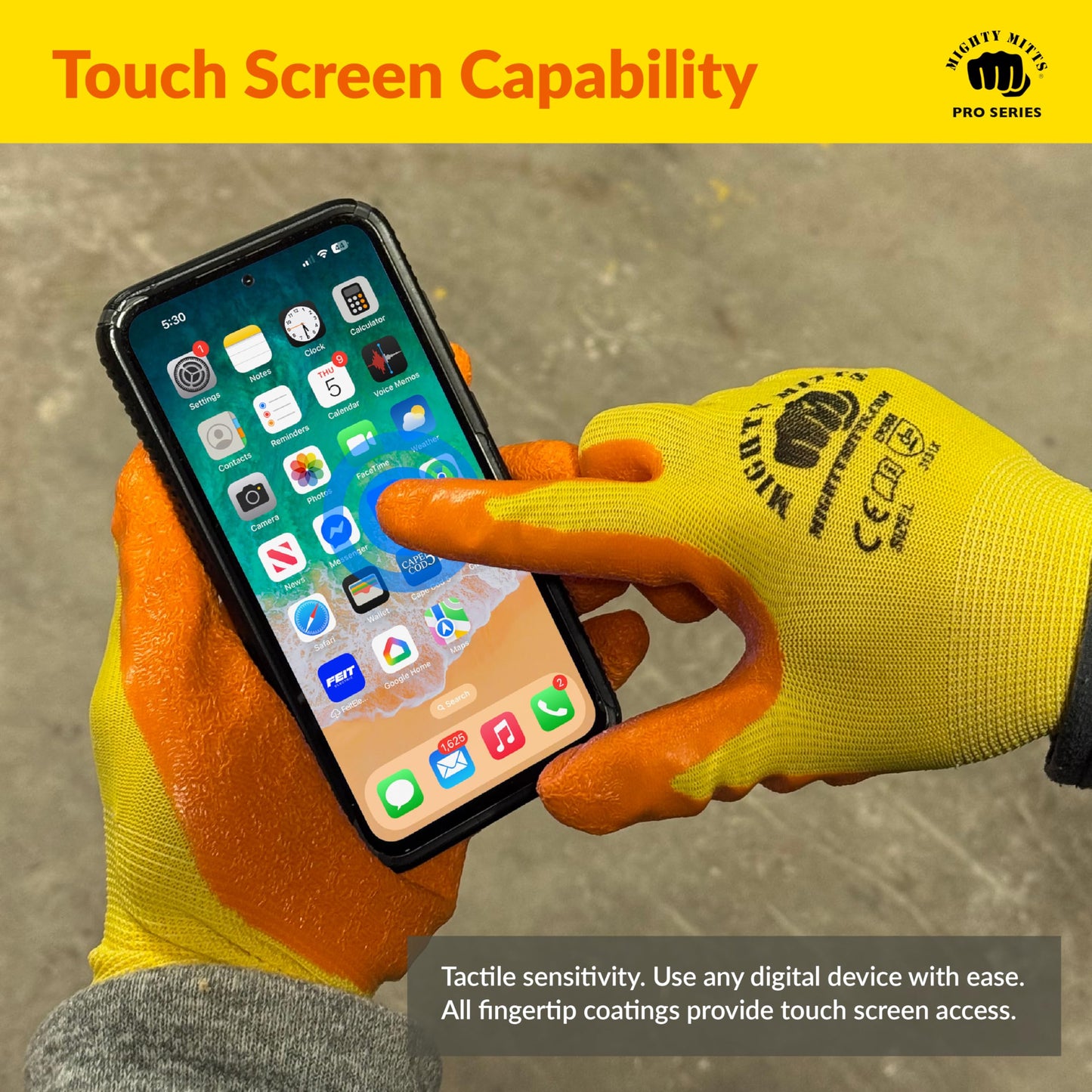 Mighty Mitts Work Gloves for Men and Women, 12 Pairs – Textured Grip, Touchscreen Compatible, Lightweight & Breathable Safety Gloves for Warehouse, Construction, Gardening, Landscaping – Large