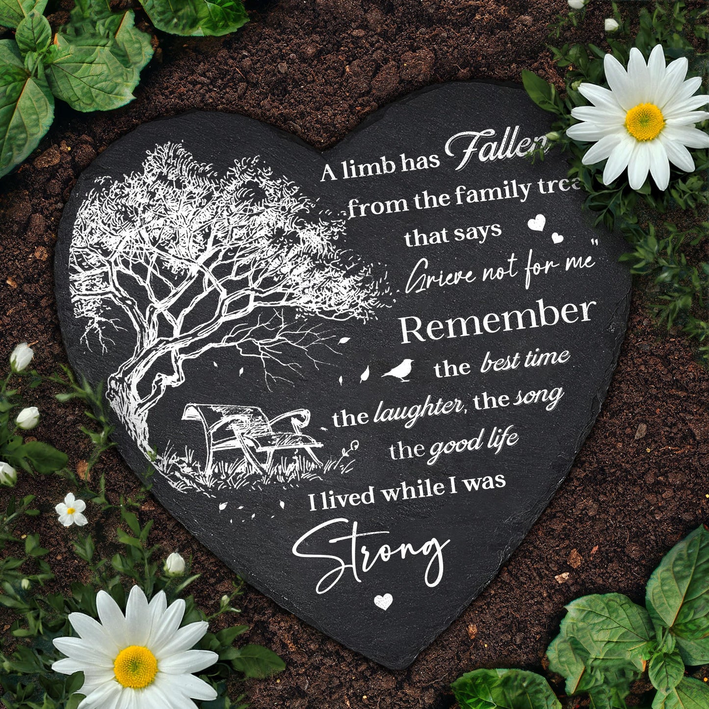 DIGIKAZZ A Limb Has Fallen Plaque, Memorial Garden Stones in Memory of Loved One, Memorial Gifts for Loss of Mom, Dad, Brother, Son Stones on Christmas