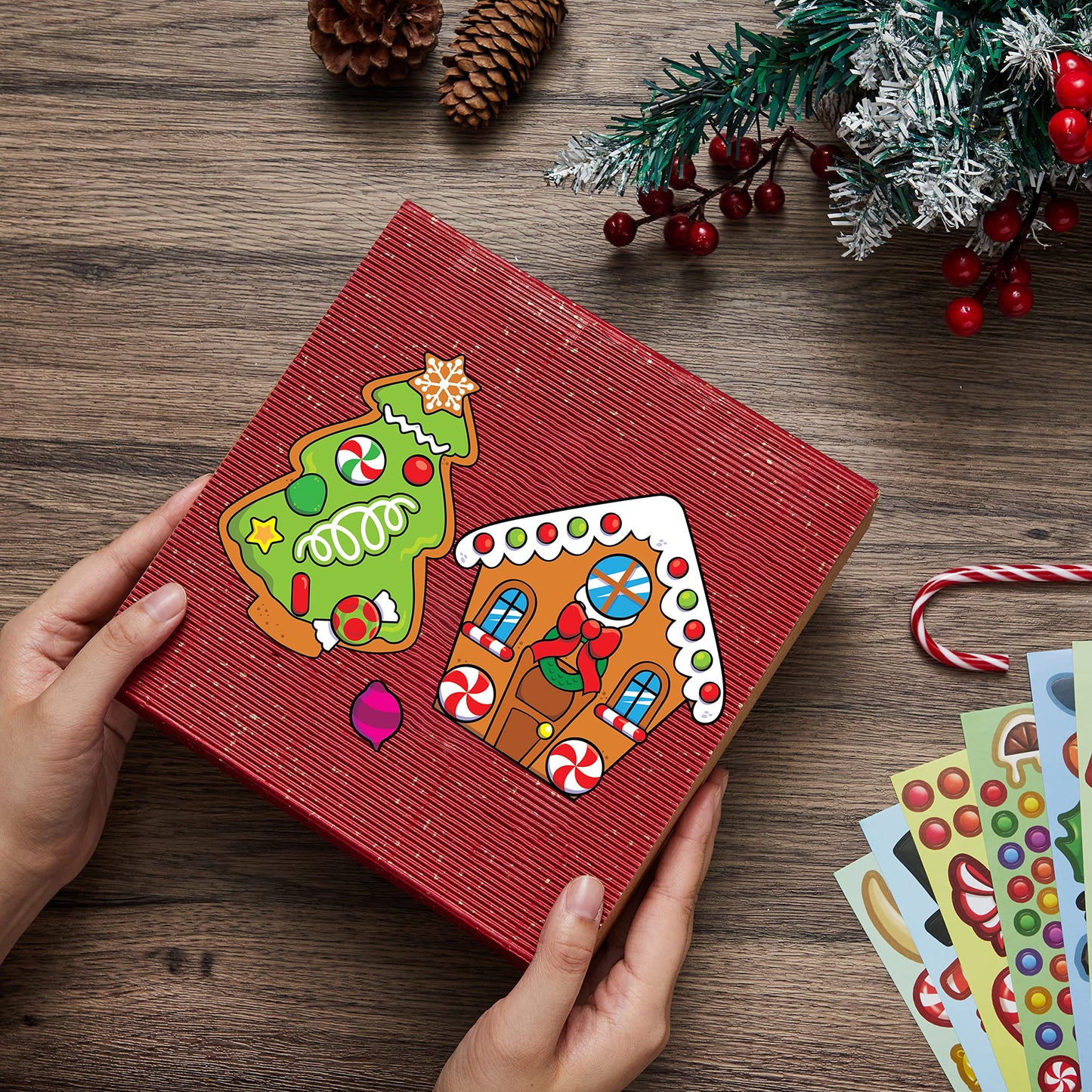 JOYIN 36 Pcs Christmas Make-a-face Sticker Sheets Make Your Own Xmas Cute Stickers with Gingerbread and Tree Sticker Series Design for Kids Party Favor, Art Craft Supplies, Classroom Activities Game