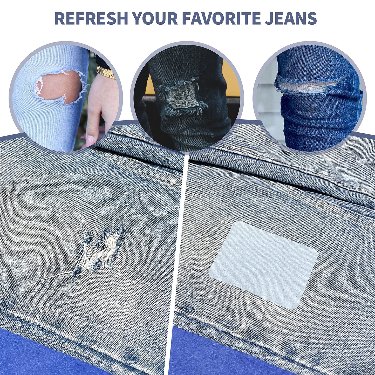 KING MOUNTAIN Iron-on Repair Patch,3"x60"100% Cotton Denim Iron-on Repair Patch, Jeans and Clothing Repair and Decoration Kit (Black)