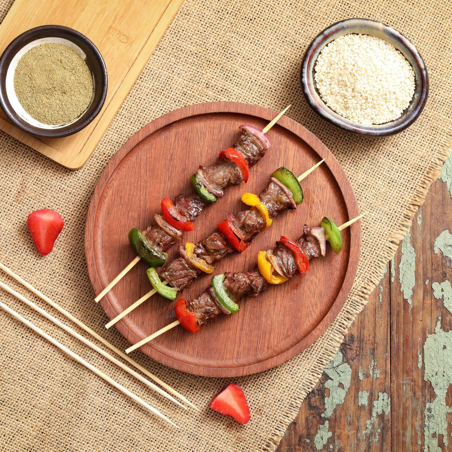 200 PCS Bamboo Skewers, 8 Inch Food Sticks for Appetizers, Fruit, Grilling Kebabs, Cocktail Picks for Drinks, Toothpicks Natural, Kitchen Gadget