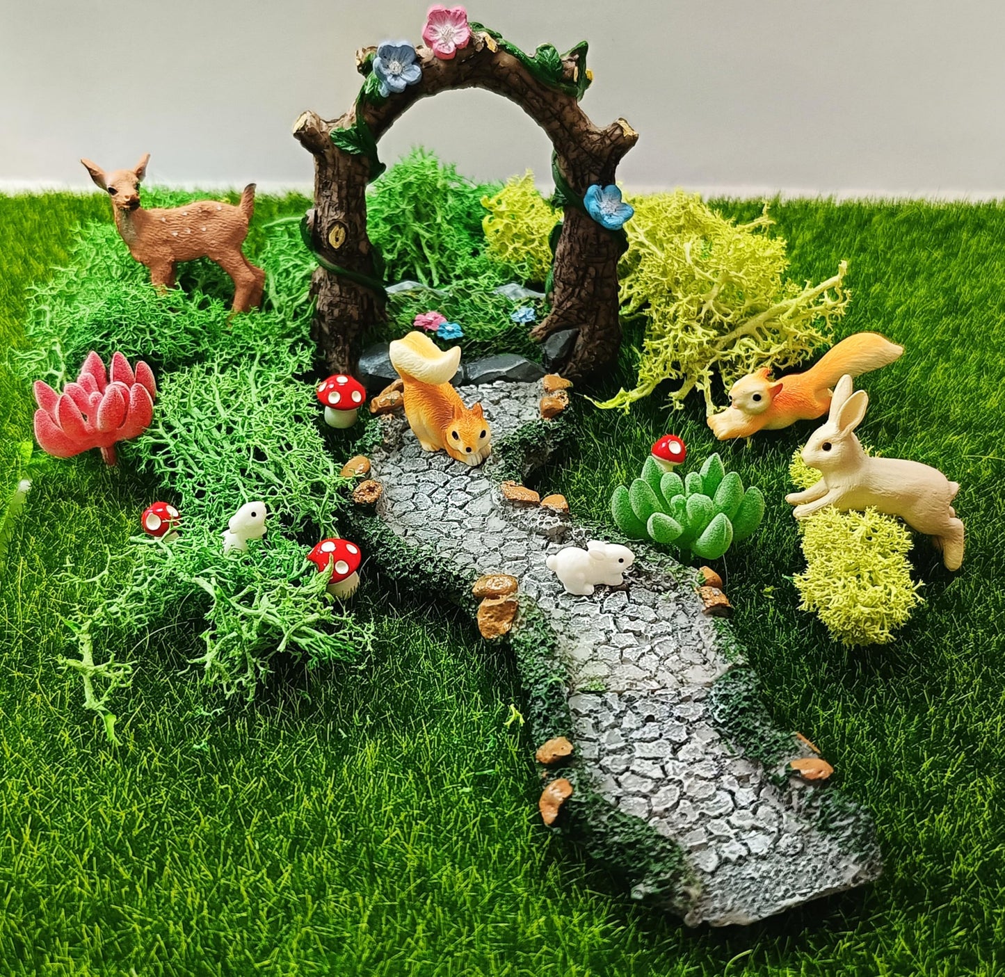 QuarenDen Fairy Garden Accessories, 27 Pcs, Fairy Garden Kit, Fairy Garden Walkway Path, Miniature Garden Figurines, Micro Landscape Ornaments for DIY Craft
