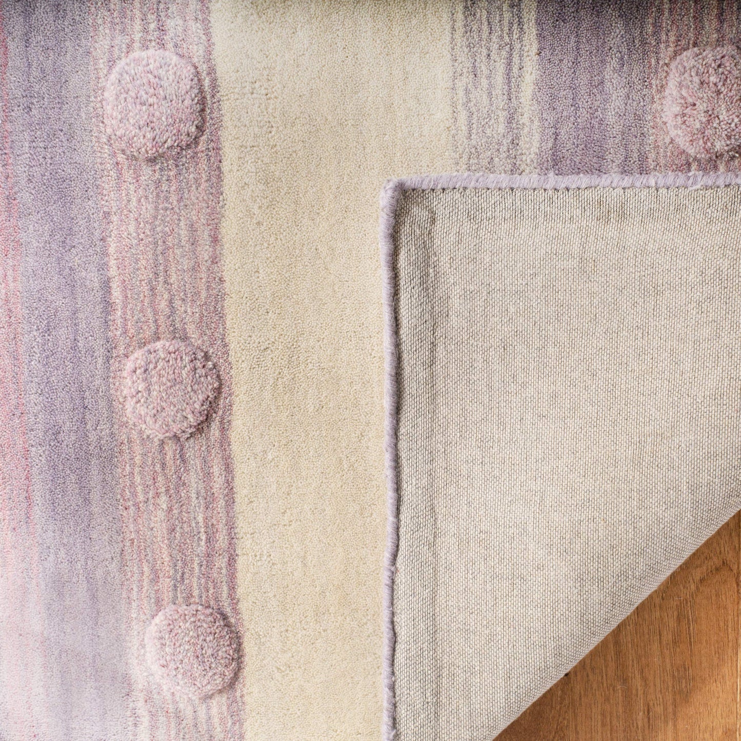 SAFAVIEH Area Rug 8x10 - Kids Collection - Large - Light Purple & Ivory, Handmade Wool, Stripe Pattern, Ideal for Bedroom, Playroom, Nursery, Boys & Girls Room (SFK801V)