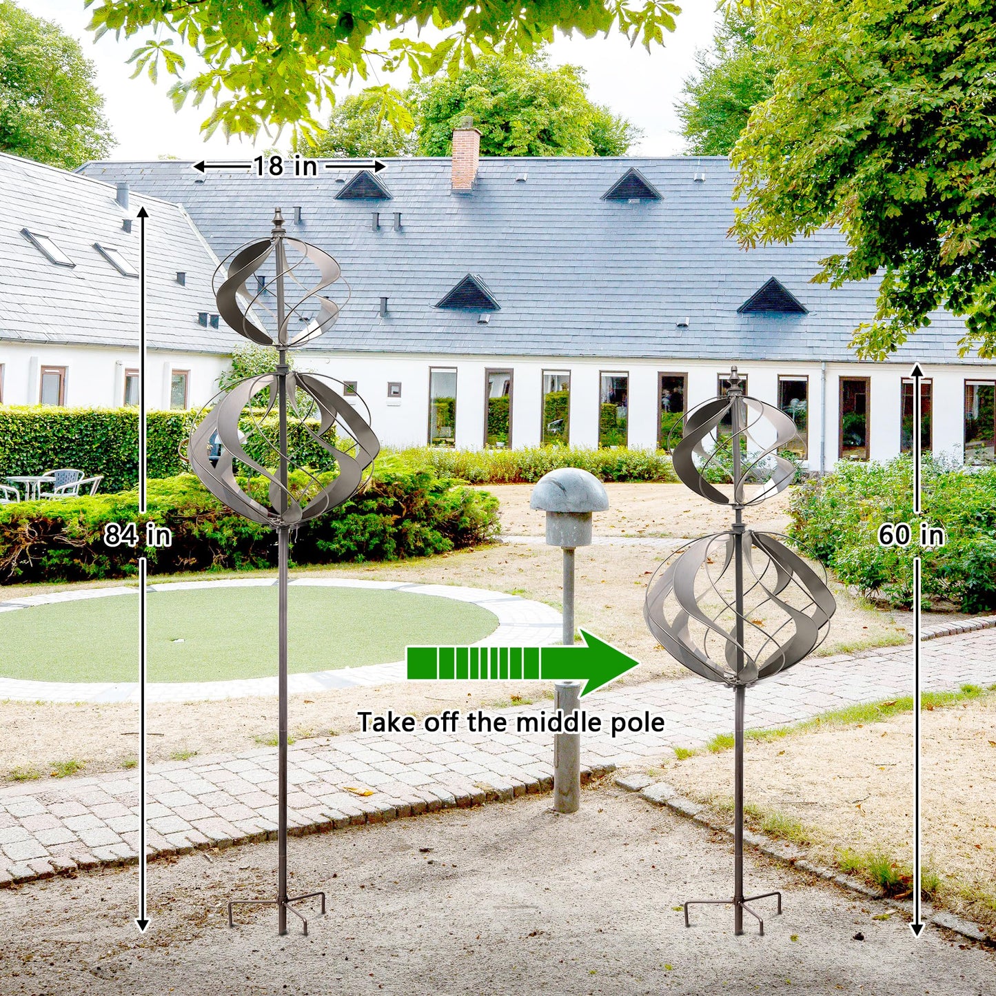 Winwindspinner Wind Spinners Outdoor Metal - Large Kinetic Wind Spinner for Yard Garden, Windmills Lawn Ornament Décor for Lawn Patio (Height 84")