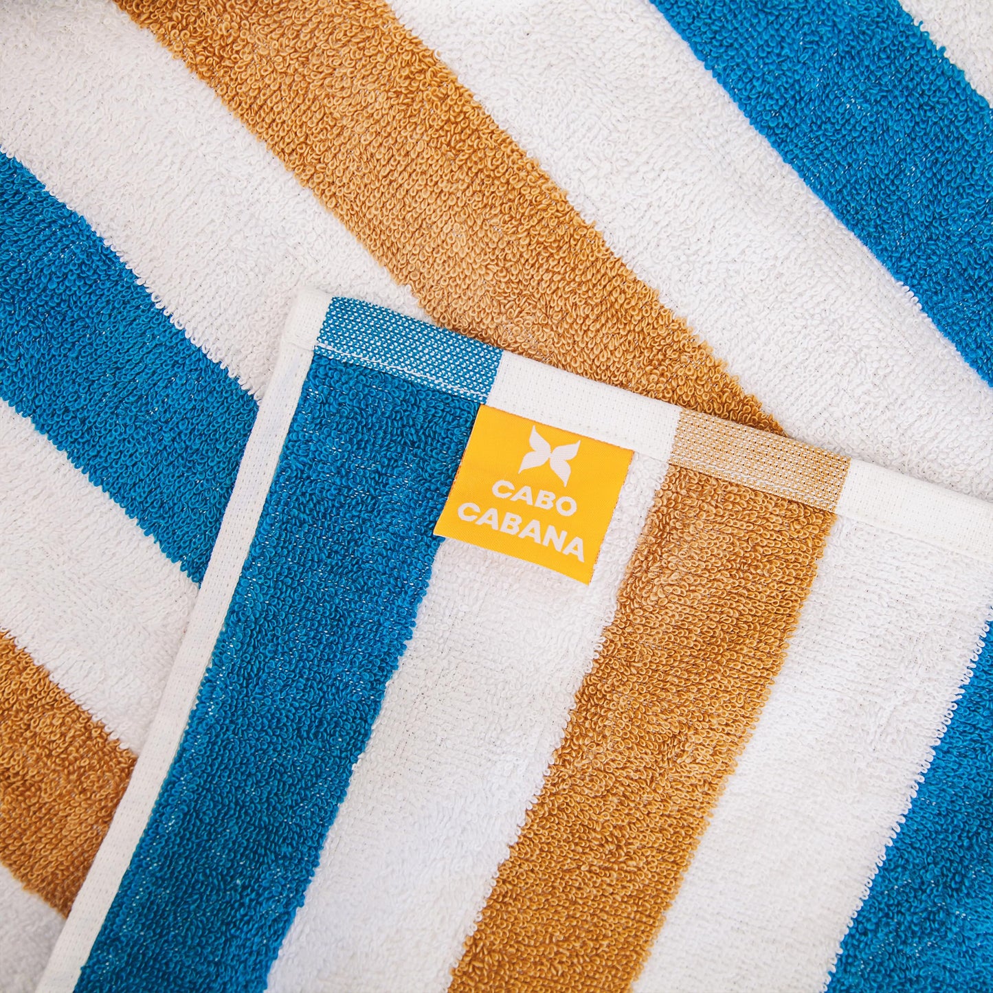 Arkwright Cabo Chaise Lounge Cover Towel with Pocket - Pack of 2 - Striped 100% Cotton Cabana Cover for Beach Pool Outdoor Chairs, 30 x 85 in, Royal Blue/Café Ole