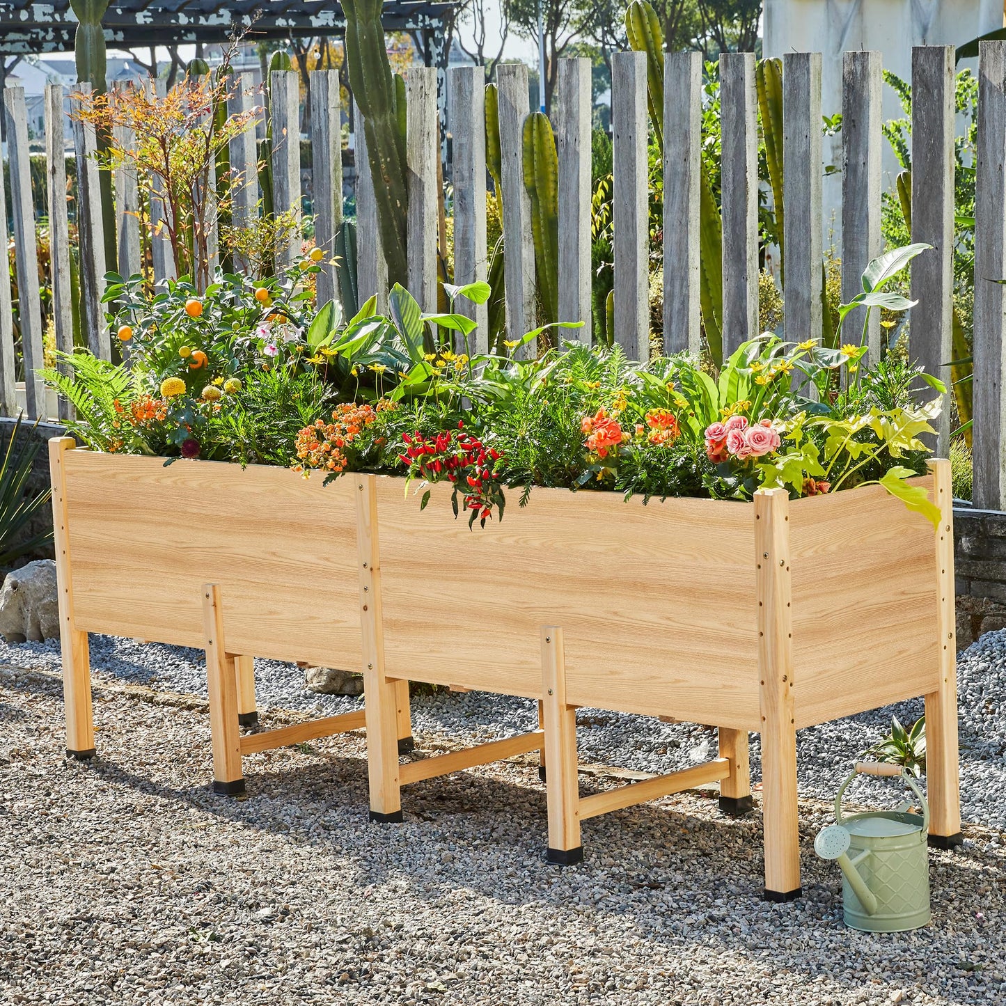 SPECRAFT 7x2 Ft Raised Garden Bed, Featuring Legs, Drainage Holes, Ideal for Vegetables, Flowers, Elevated Wood Planter Box for Balcony, Patio, and Backyard, Easy Assembly