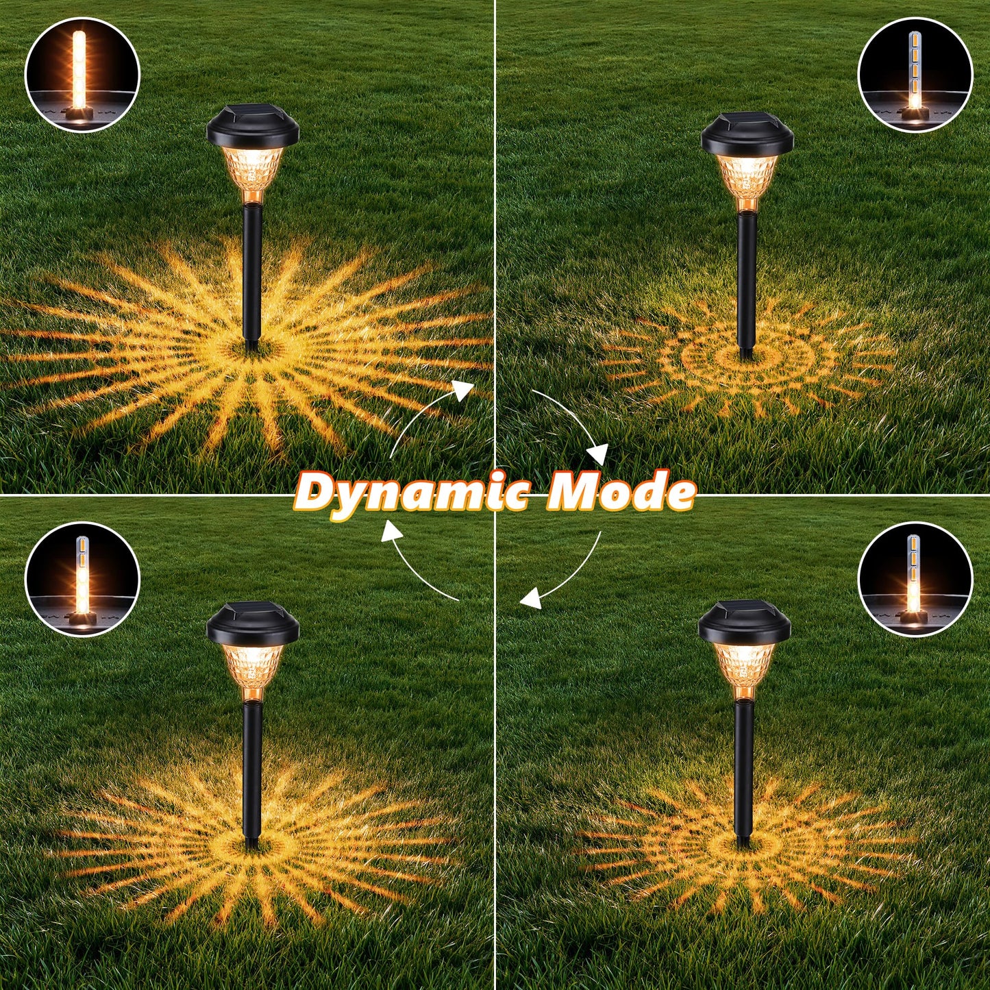 Joomer Solar Pathway Lights, 8Pack 10LED Solar Landscape Lights with Auto Lighting Sense & 2 Modes, Waterproof Outdoor Walkway Light, Warm White Cascading Garden Light for Yard, Patio, Lawn, Driveway