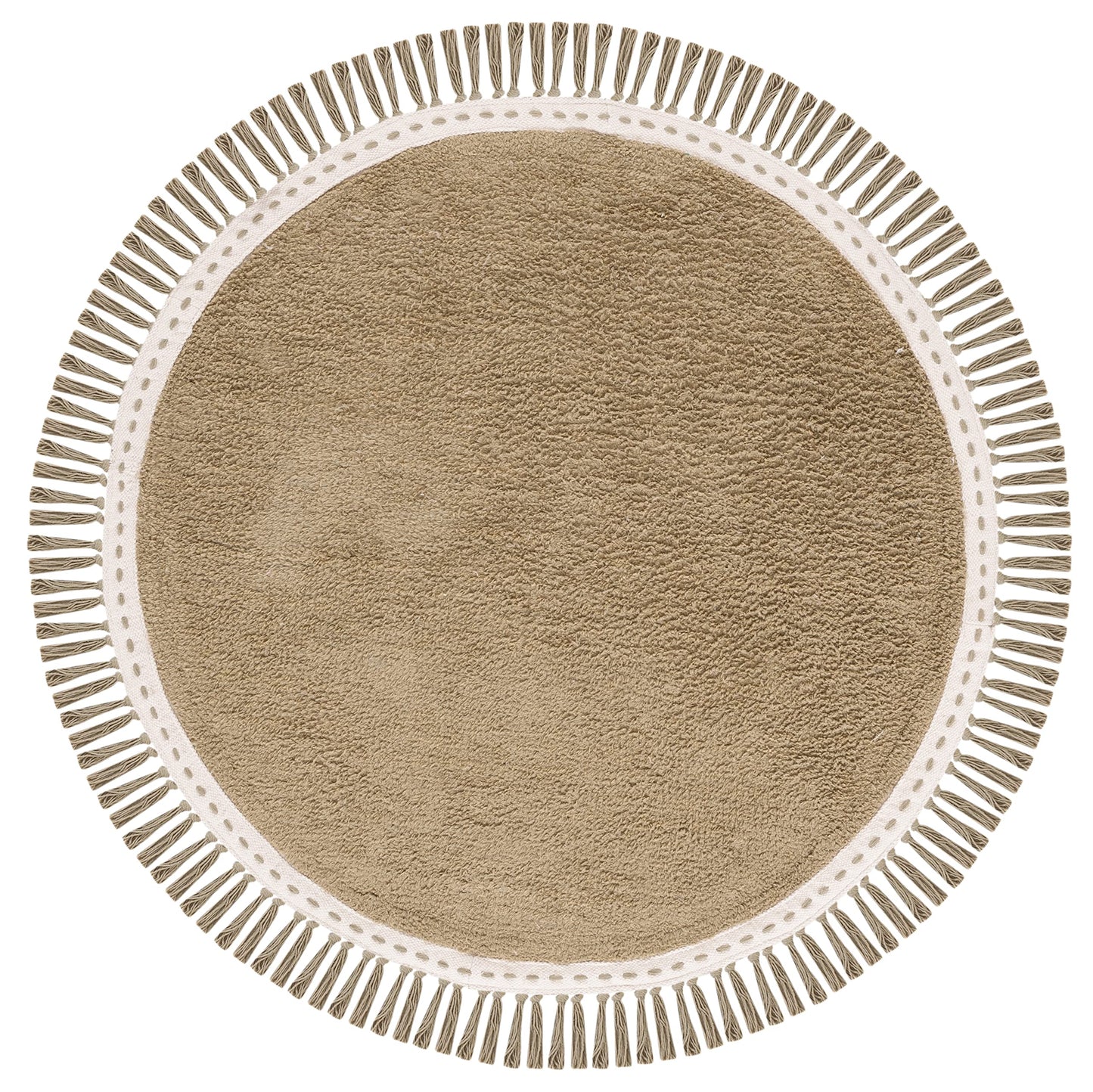 SAFAVIEH Washable Rug Easy Care Collection - 4' Round, Green & Ivory, Handmade Cotton, Easy to Clean, Ideal for Foyer, Kitchen, Nursery, Office, Bedroom (ECR204Y)
