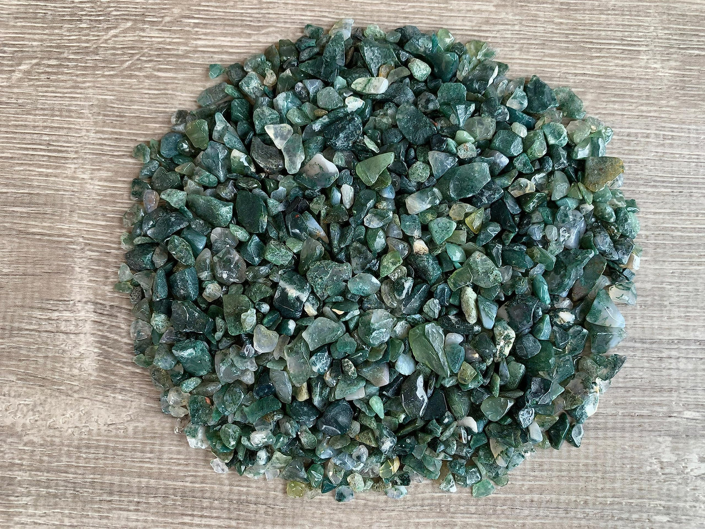 Moss Agate Chips – Natural Mini Moss Agate Stones, Crushed Undrilled Moss Agate, Semi-Tumbled Genuine Moss Agate (1/8 lb)